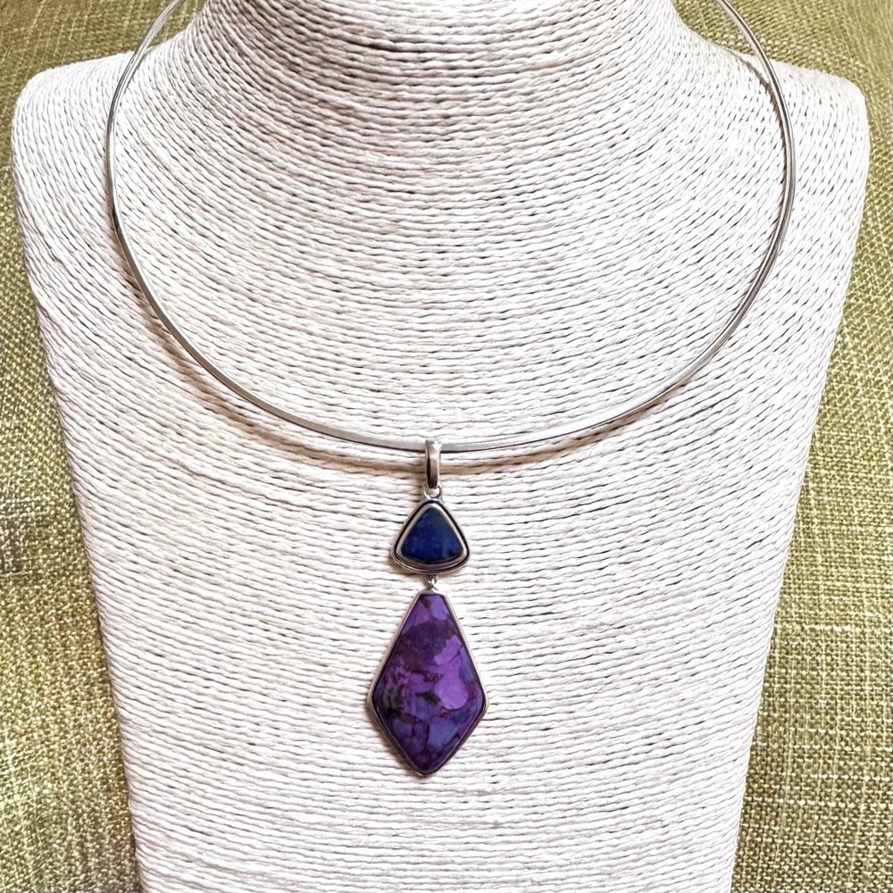 BARSE Necklace Pendant Sterling Purple Turquoise Lapis V.GOOD COND
